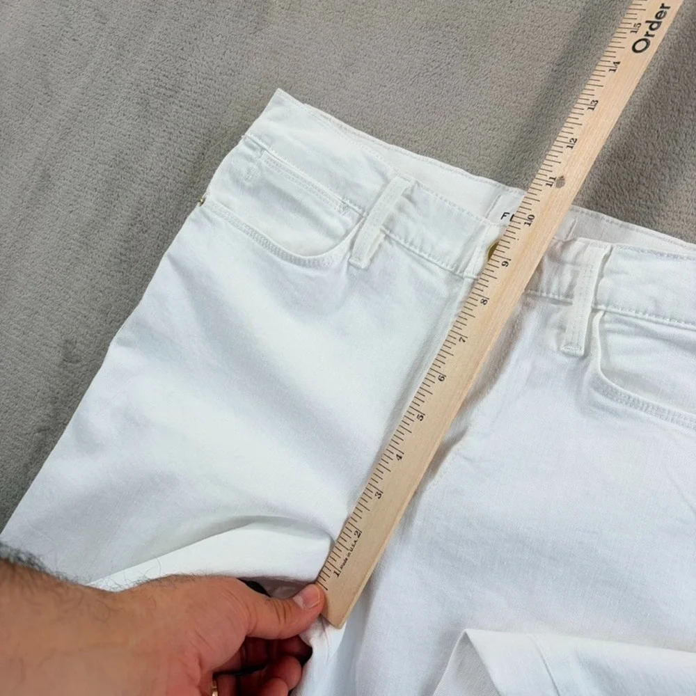 Frame Le High Flare Jeans in Blanc Women 28 Stretch Denim Designer NWOT
